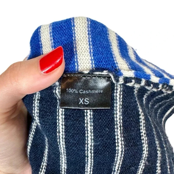 Jenni Kayne 100% Cashmere Colorblock Striped Oversized Boyfriend Sweater - Picture 6 of 11